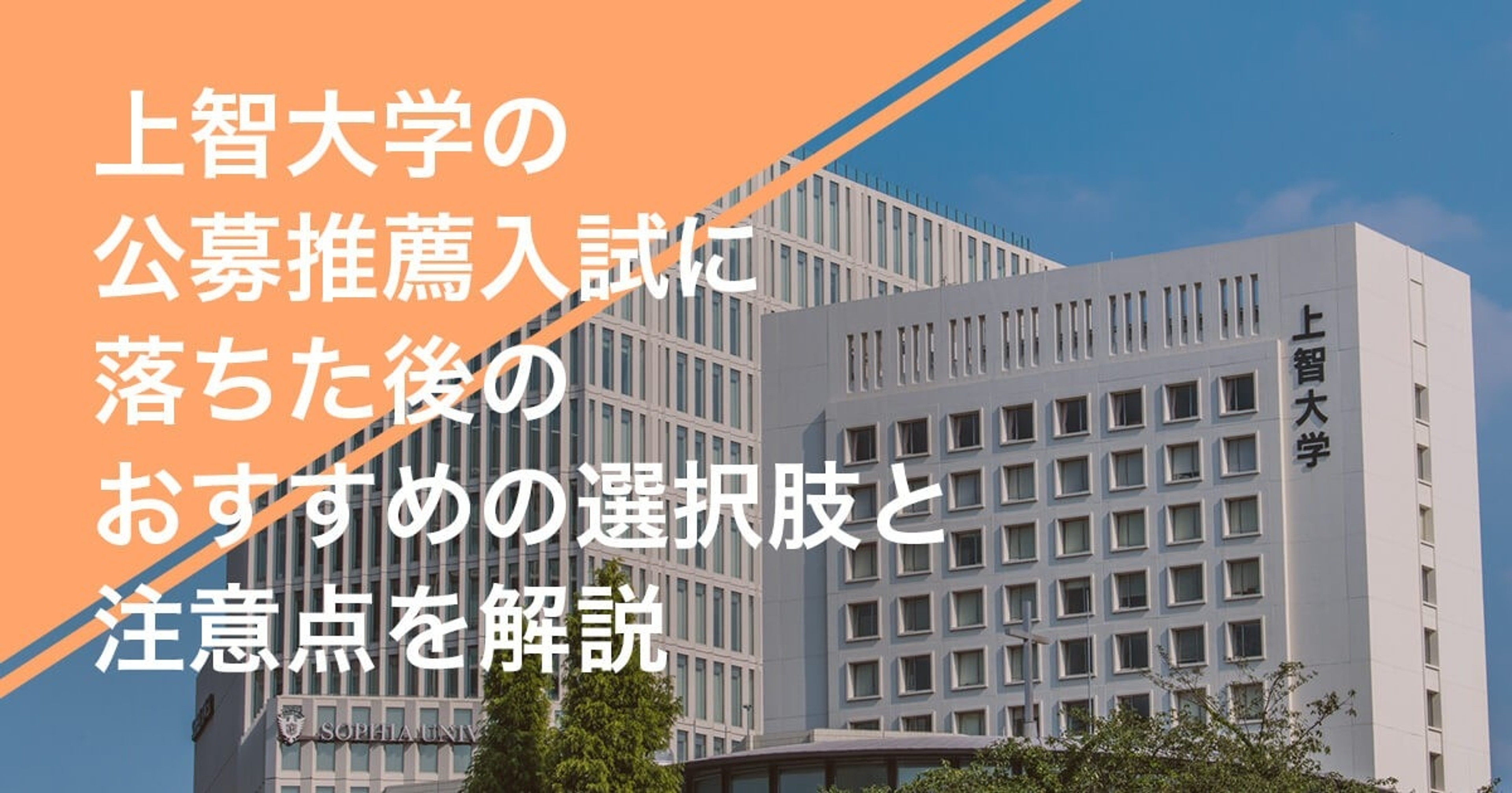 上智大学の公募推薦入試に落ちた後のおすすめの選択肢と注意点を解説