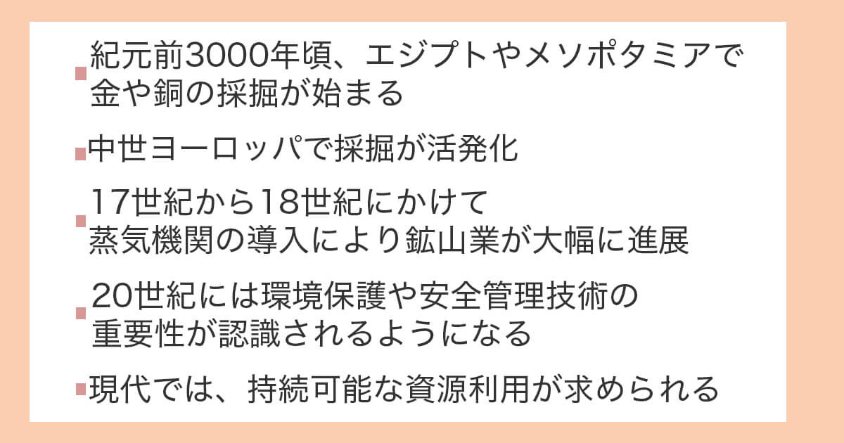 鉱山学の発展の歴史