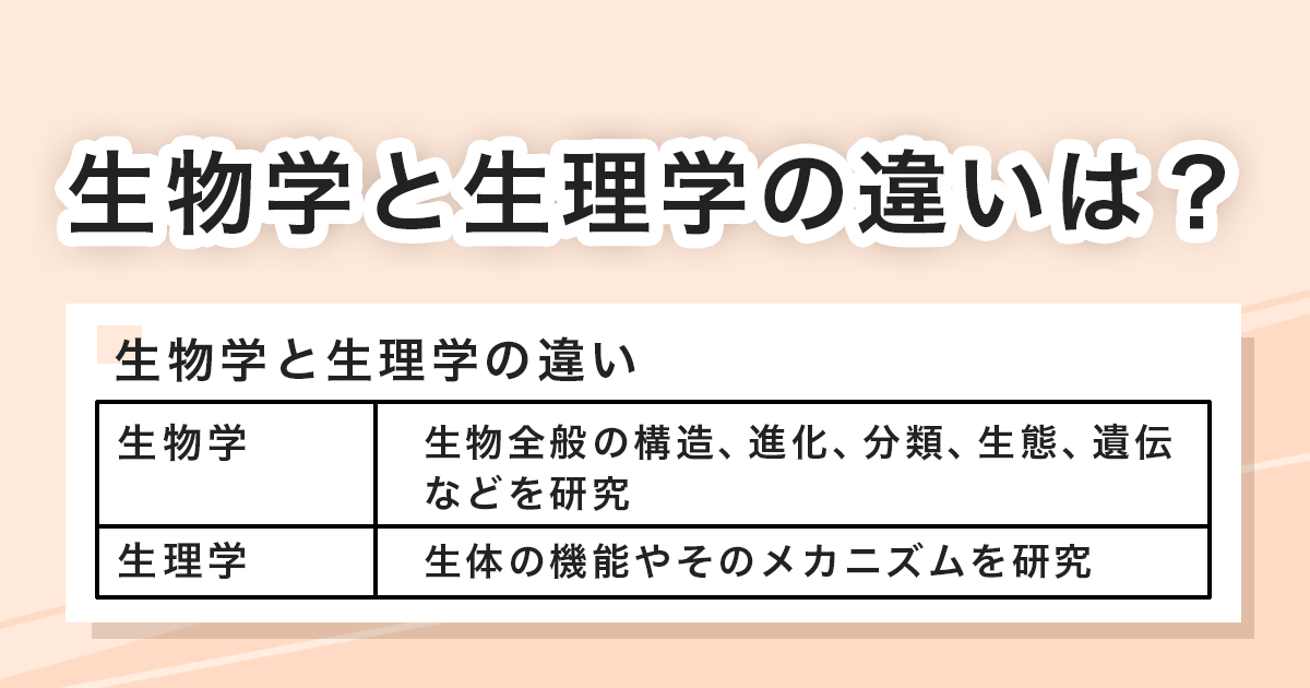 生物学と生理学の違いは？