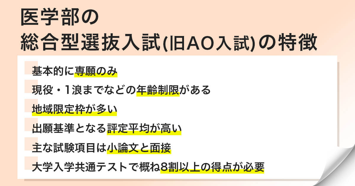 医学部の総合型選抜入試(旧AO入試)の特徴