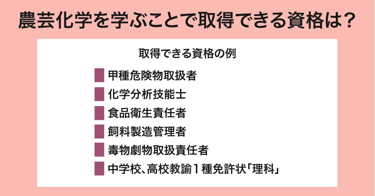 農芸化学を学ぶことで取得できる資格