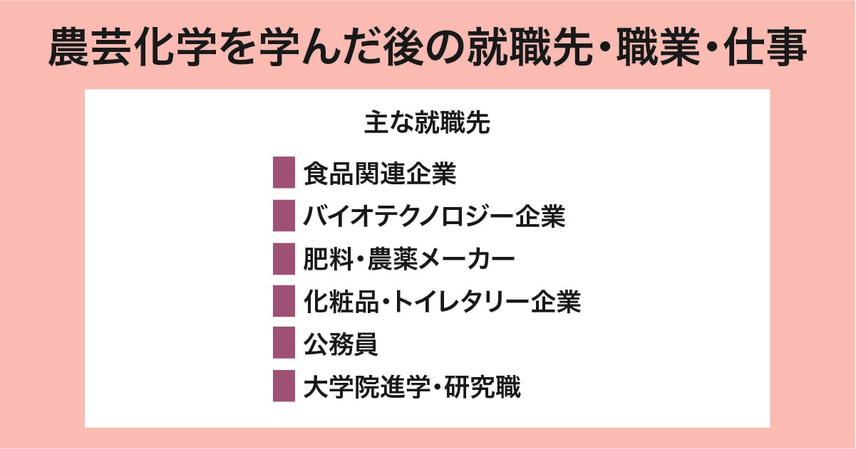 農芸化学を学んだ後の就職