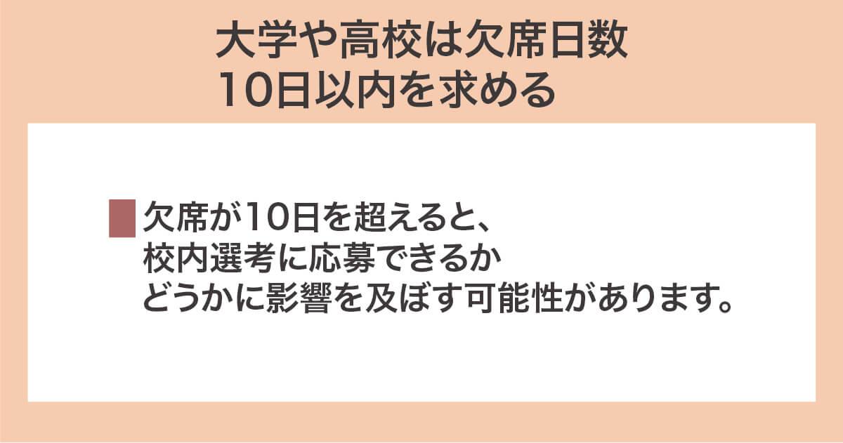 休んだ回数は10日以内であることが大切