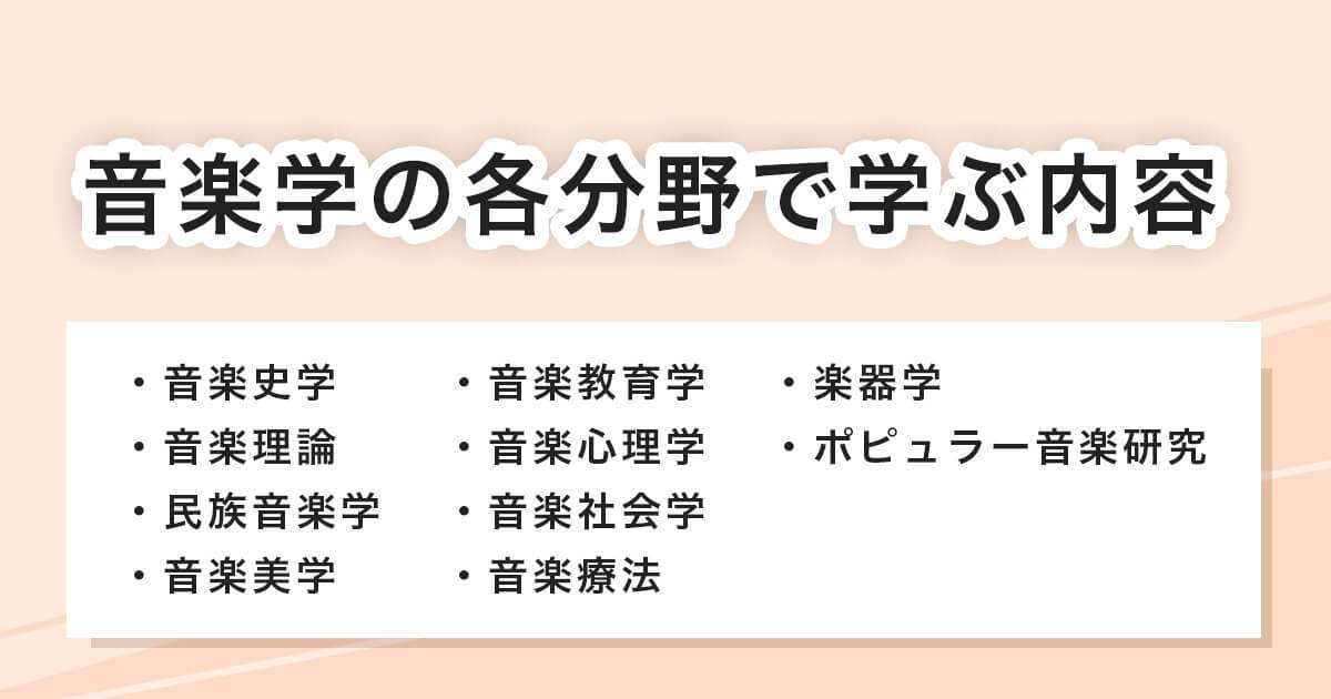 音楽学の各分野で学ぶ内容