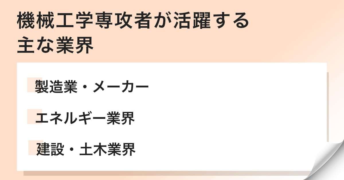 機械工学を専攻した人が働く主な業界