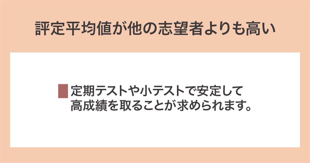 評定平均値が他の志望者よりも高い