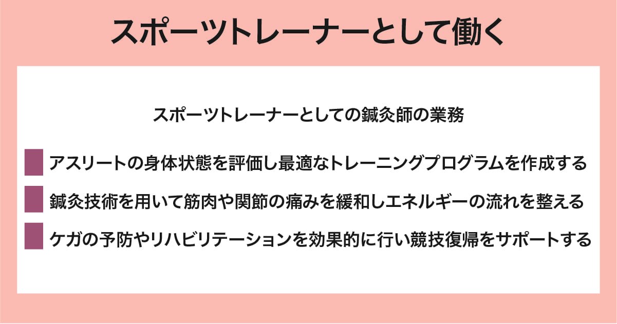 スポーツトレーナーとして働く