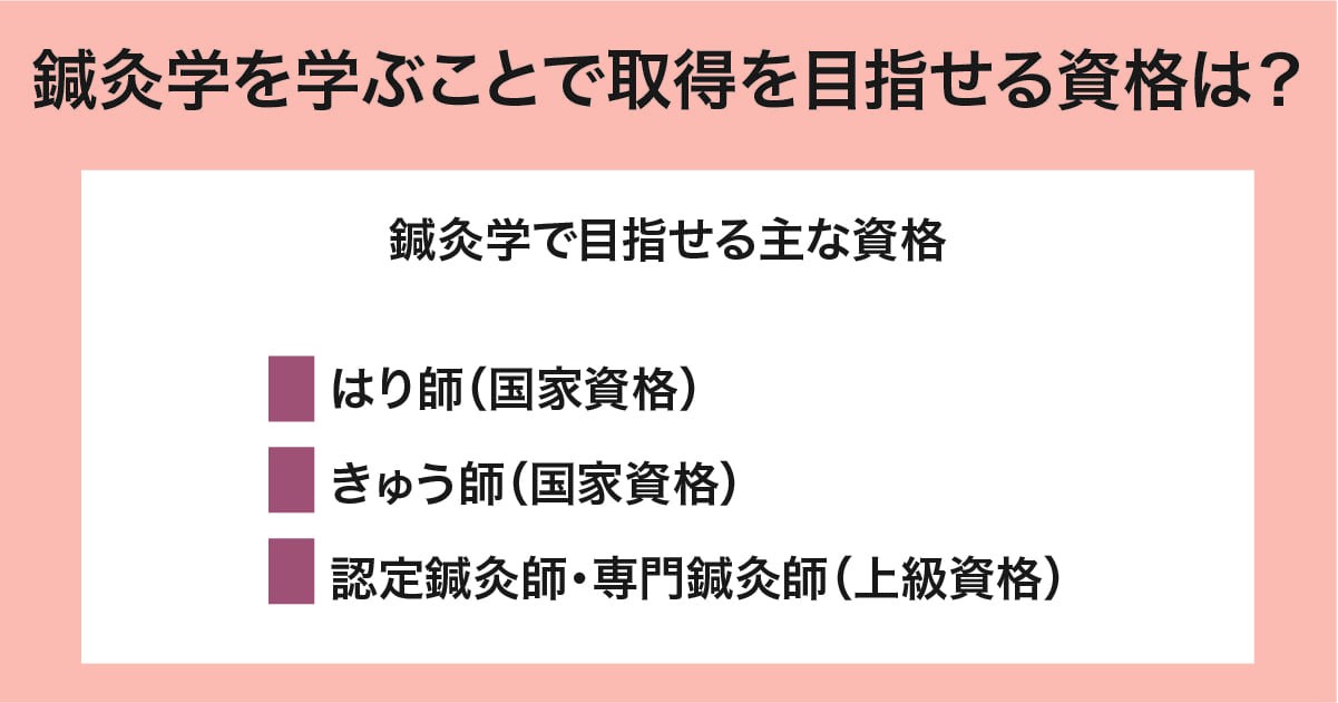 鍼灸学を学ぶことで取得を目指せる資格