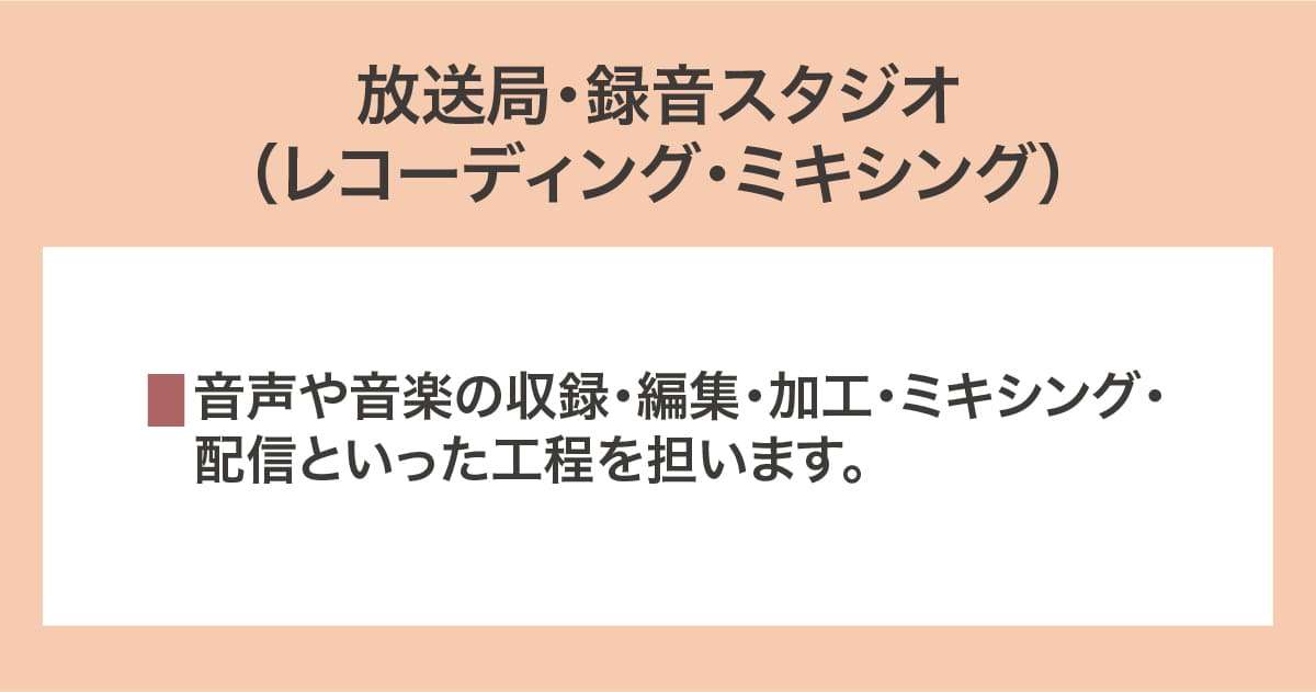 放送局・録音スタジオ（レコーディング・ミキシング）
