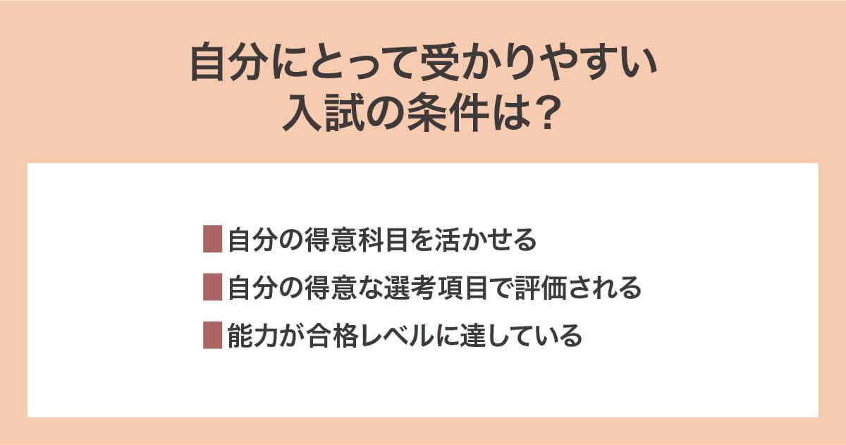 自分にとって受かりやすい入試の条件