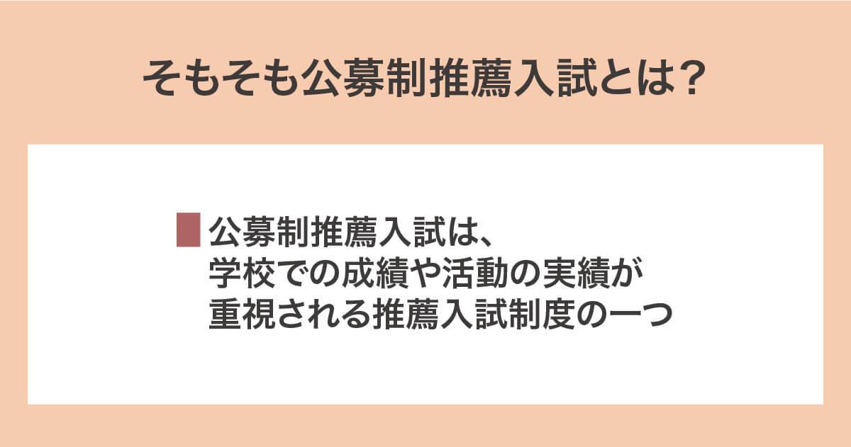 そもそも公募制推薦入試とは？