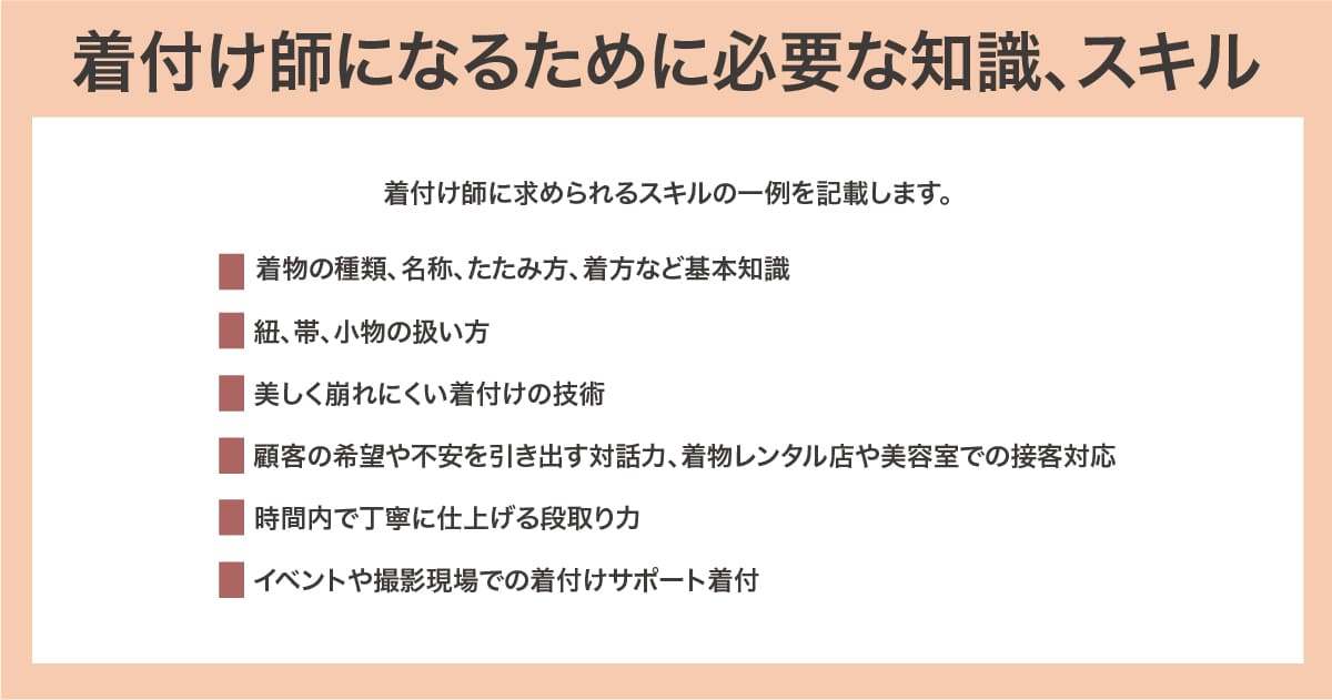 着付け師になるために必要な知識、スキル