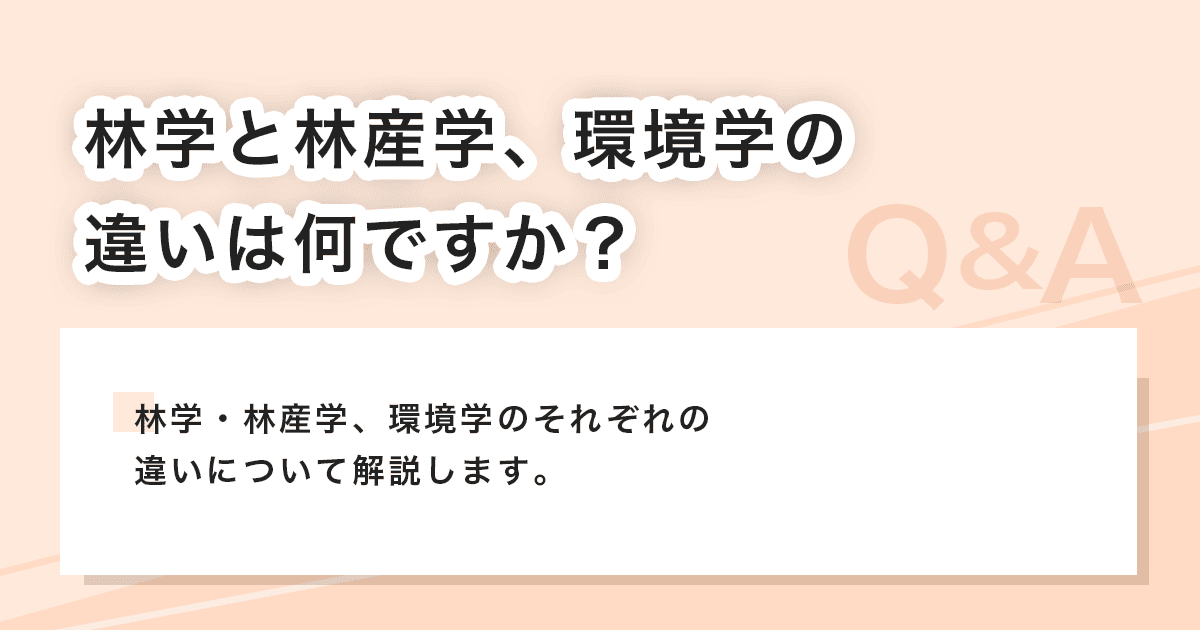 林学、林産学、環境学