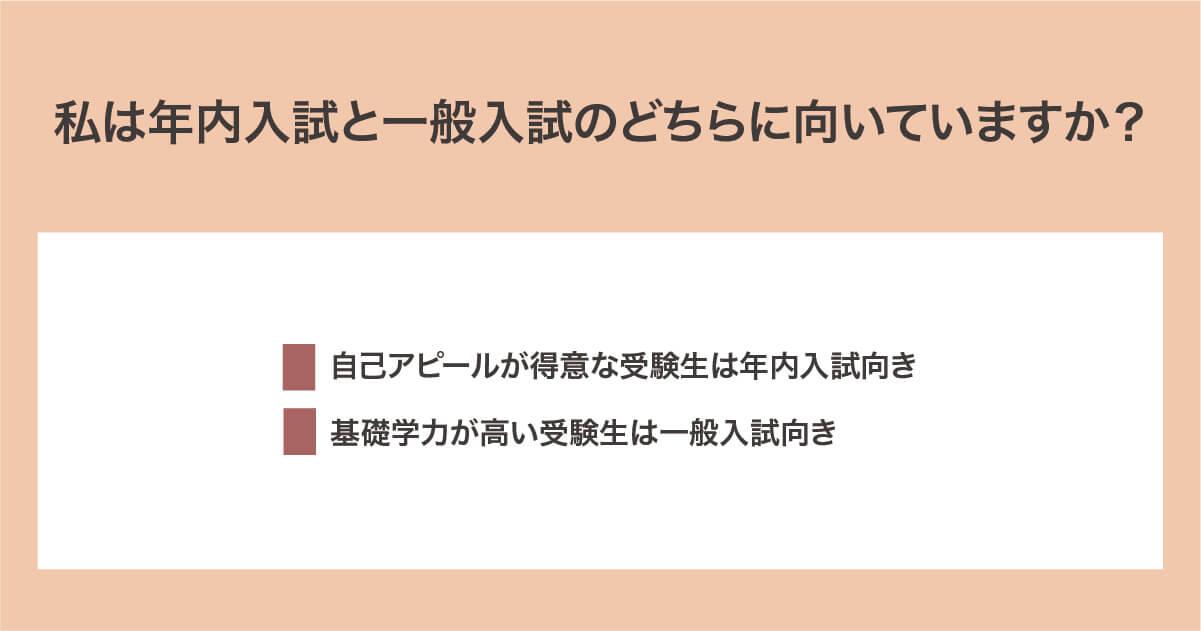 年内入試と一般入試に向いている人の特徴