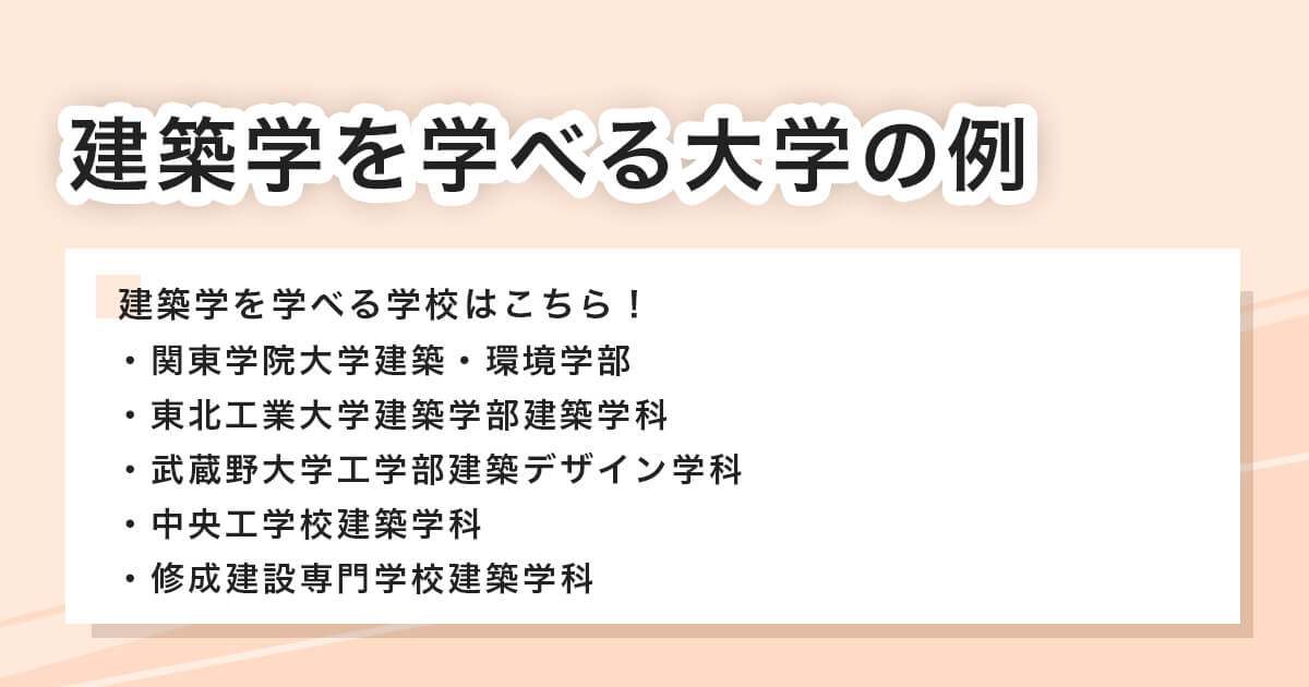 建築学を学べる大学の例