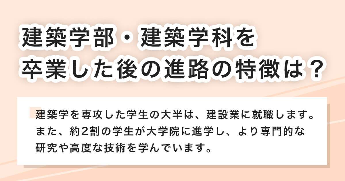 建築学部・建築学科を卒業した後の進路の特徴