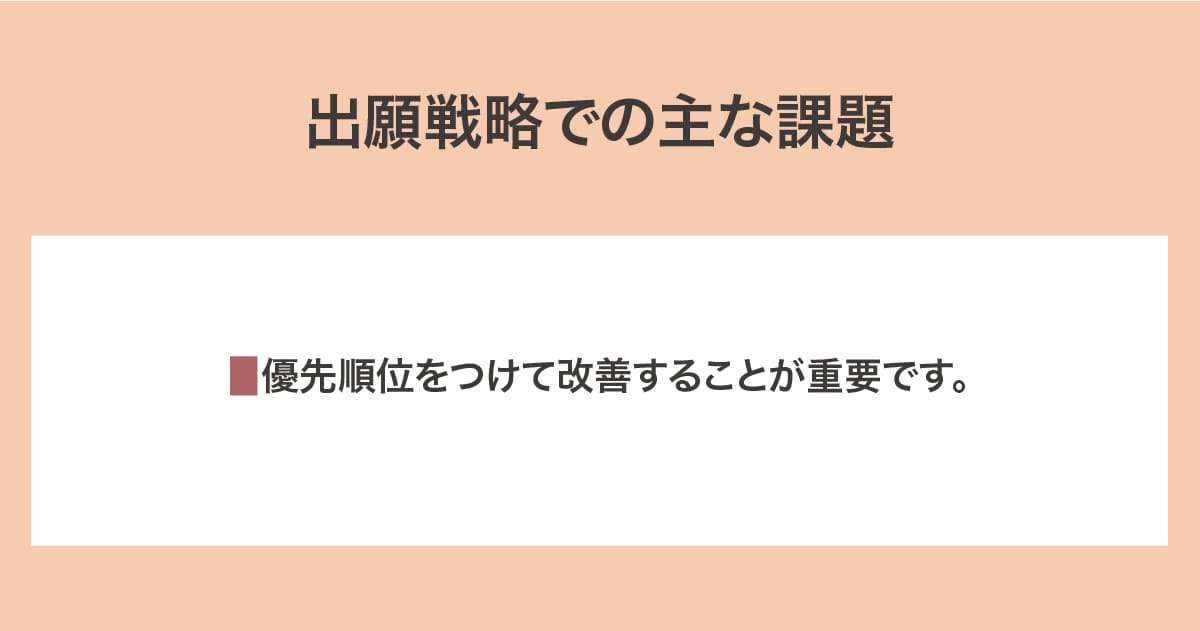 出願戦略での主な課題